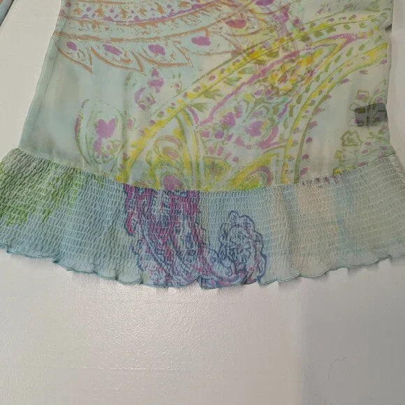 Just Cavalli Size *38 Italian (XS, 2) Printed Crepe Elasticized Hem Blouse - Picture 11 of 15